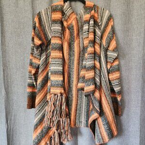 Wrap sweater with fringe